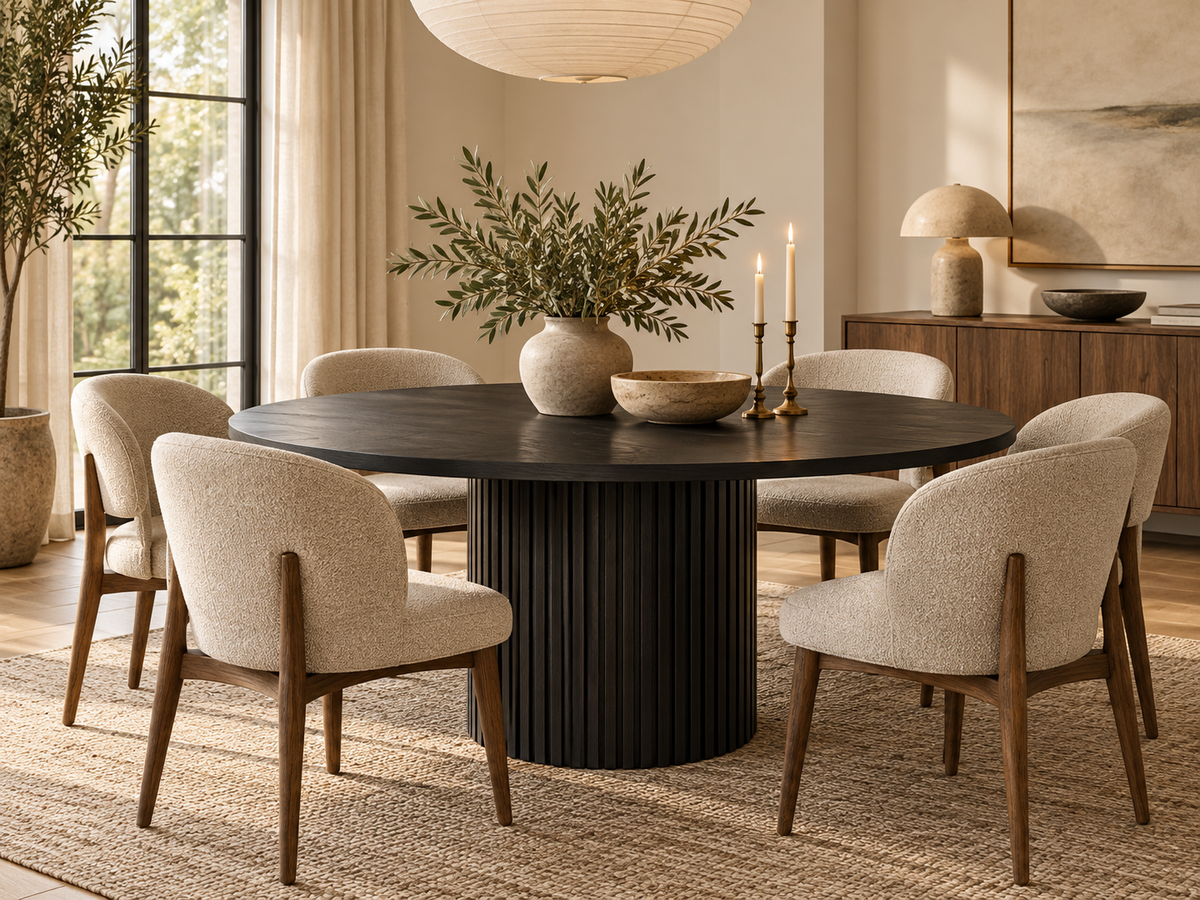 Round Solid Wood Dining Table | Rift Signature