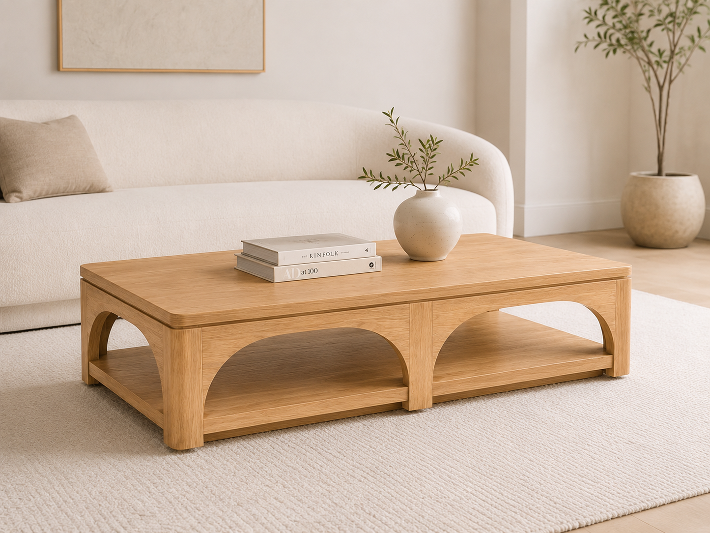 Modern Solid Wood Arch Coffee Table: Modular Collection