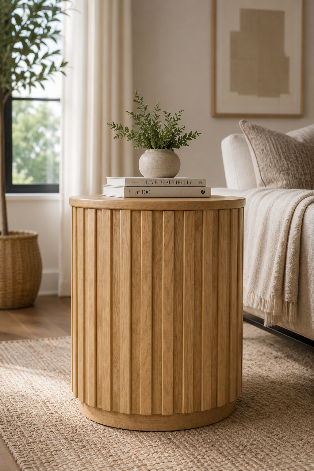 Round Fluted End Table | Rift Signature