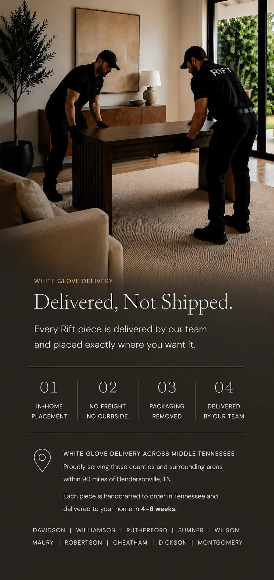White glove furniture delivery mobile